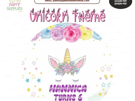 Unicorn Theme Personalized Round Backdrop Online