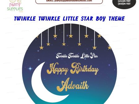 Twinkle Twinkle Little Star Boy Theme Personalized Round Backdrop Online