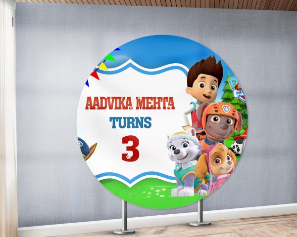 Paw Patrol Theme Personalized Round Backdrop Online now