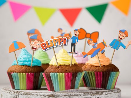 Blippi Theme Characters Cup Cake Topper Online Hot Sale