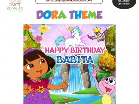 Dora Theme Personalized Square Backdrop For Sale