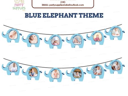 Blue Elephant Theme 12 Months Photo Banner Online