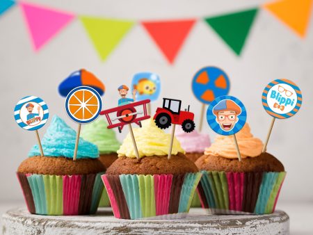 Blippi Theme Cup Cake Topper Supply