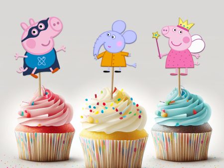 Peppa Pig Theme Cup Cake Topper Cheap