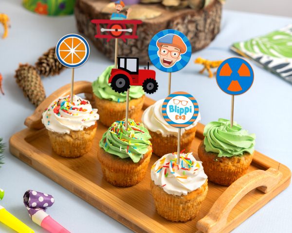 Blippi Theme Cup Cake Topper Supply