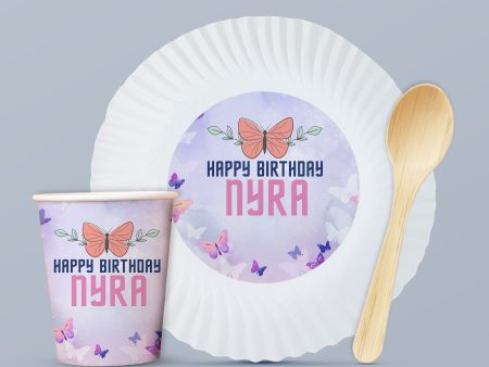 Butterfly Theme Party Cups and Plates Combo on Sale