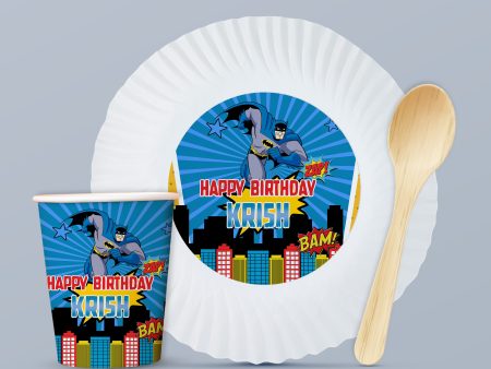 Batman Theme Party Cups and Plates Combo Hot on Sale