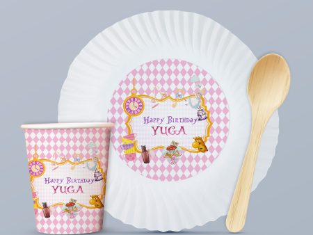 Alice in Wonderland Theme Party Cups and Plates Combo Supply