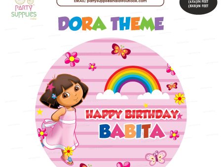 Dora Theme Rainbow Round Backdrop Fashion