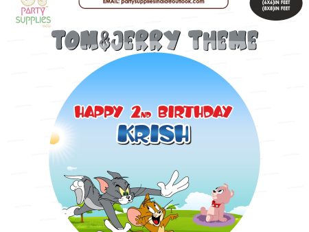 Tom & Jerry Theme Personalized Round Backdrop Online Sale