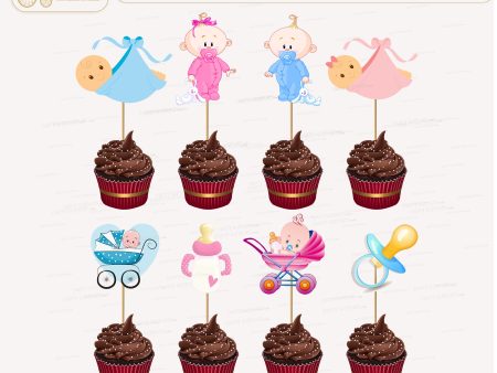 Baby Shower Theme Cup Cake Topper Online now