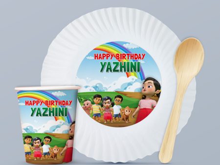 Chutti Kanamma Theme Party Cups and Plates Combo Discount