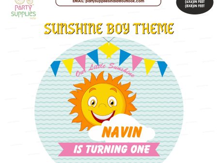 Sunshine Theme Boy Personalized with Name Round Backdrop Supply