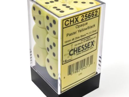 Chessex - Opaque 12D6 - Pastel Yellow Black Supply