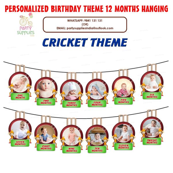 Cricket Theme 12 Months Photo Banner Hot on Sale