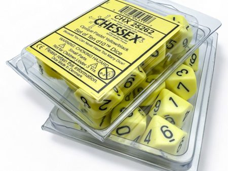 Chessex - 10D10 - Opaque - Pastel Yellow Black Sale