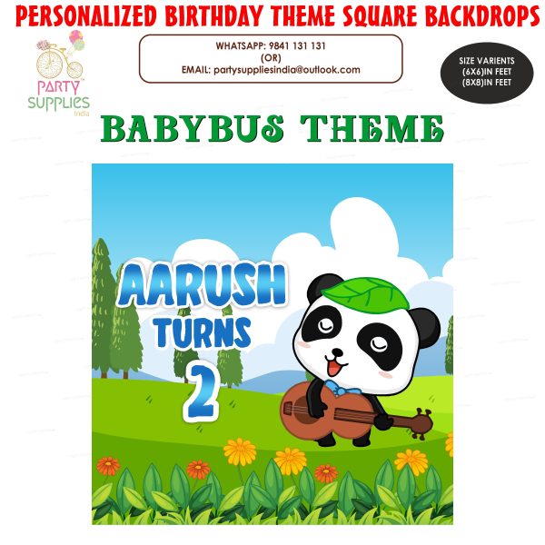 Baby Bus Theme Personalized Square Backdrop Fashion