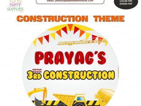 Construction Theme Personalized Round Backdrop Online Sale