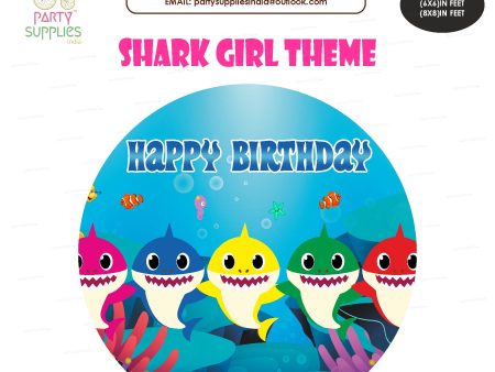 Shark Girl Personalized Round Backdrop Discount