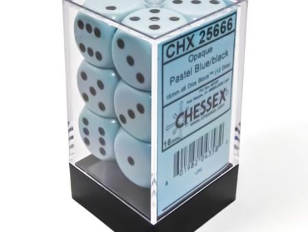 Chessex - Opaque 12D6 - Pastel Blue Black Online