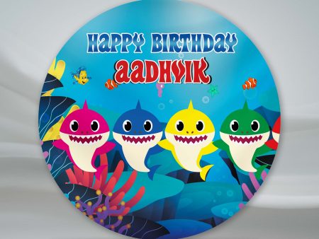 Shark Personalized Round Backdrop Supply