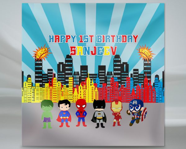 Avengers Theme Personalized  Square Backdrop Online