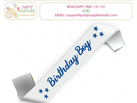 Birthday Boy White Satin Party Sash For Sale