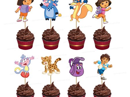 Dora Theme Characters Cup Cake Topper For Cheap