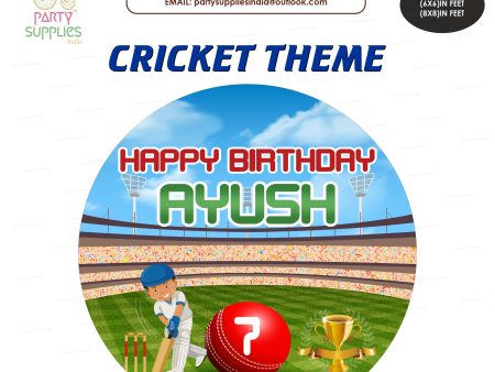 Cricket Theme Personalized Round  Backdrop Online now