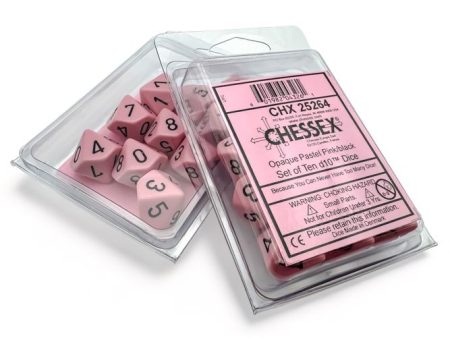 Chessex - 10D10 - Opaque - Pastel Pink Black on Sale