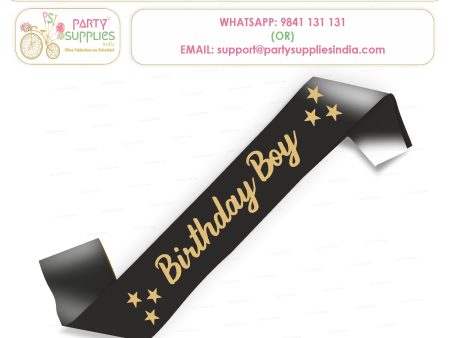 Birthday Boy Black Satin Party Sash Hot on Sale