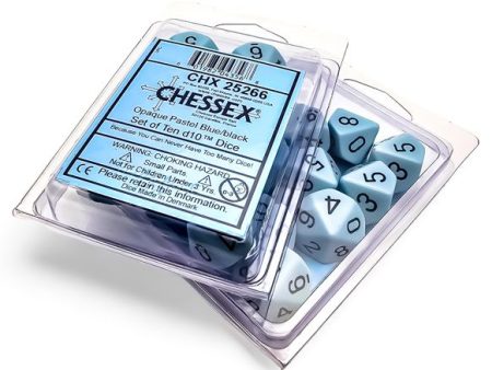 Chessex - 10D10 - Opaque - Pastel Blue Black Fashion