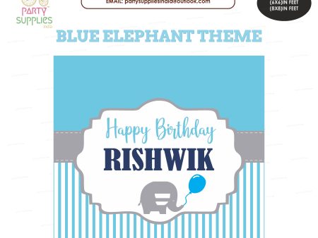 Blue Elephant Theme Square Backdrop Backdrop Sale