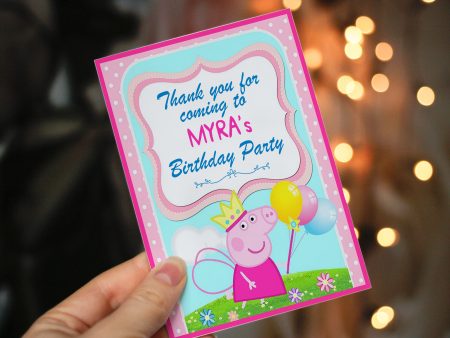 Peppa Pig Theme Thank You Card Discount