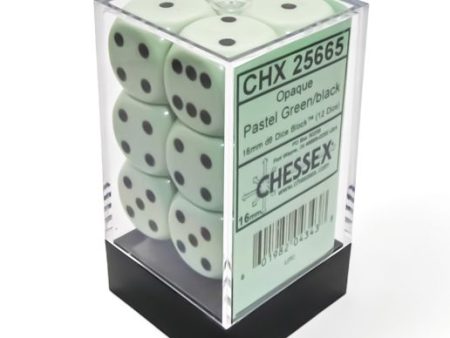 Chessex - Opaque 12D6 - Pastel Green Black Discount