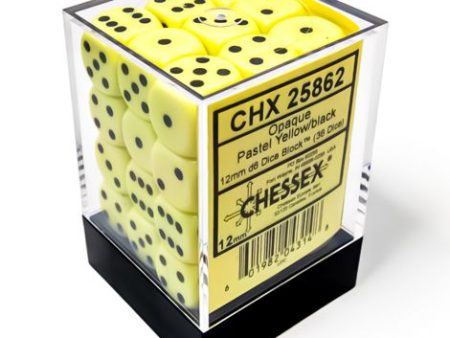 Chessex - Opaque 36pc 12mm - Pastel Yellow Black Online now