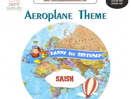 Aeroplane Theme  Personalized Round  Backdrop Online Sale