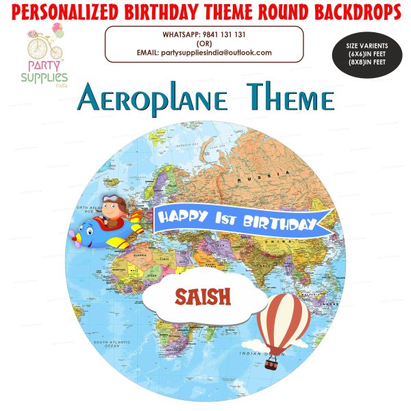 Aeroplane Theme  Personalized Round  Backdrop Online Sale