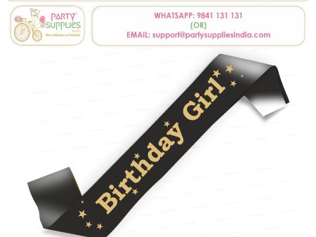 Birthday Girl Black Satin Party Sash on Sale