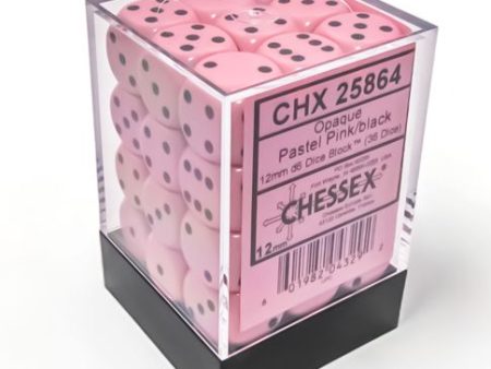 Chessex - Opaque 36pc 12mm - Pastel Pink Black Online now