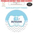 Blue Elephant Theme Customized Round Backdrop Online Sale