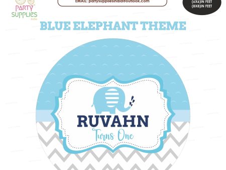 Blue Elephant Theme Customized Round Backdrop Online Sale