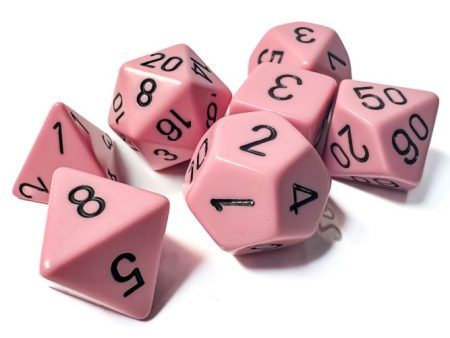 Chessex - 7 Piece - Opaque - Pastel Pink Black on Sale