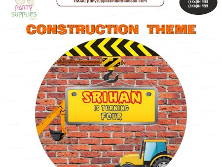 Construction Theme Round Backdrop For Discount