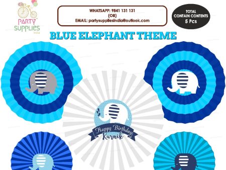 Blue Elephant Theme Paper Fan Sale