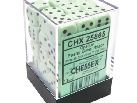 Chessex - Opaque 36pc 12mm - Pastel Green Black Online Hot Sale