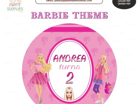 Barbie Theme Round Personalized Backdrop Discount