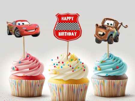 Car Theme Cup Cake Topper on Sale