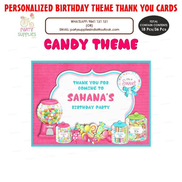 Candy Theme Thank You Card For Cheap