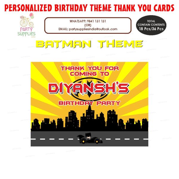 Batman Theme Thank You Card Online